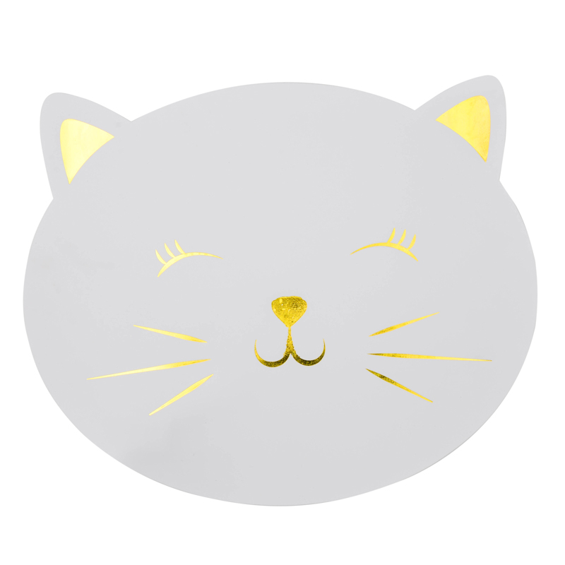 Set de table 'Chat' blanc/dore en plastique L'Incroyable